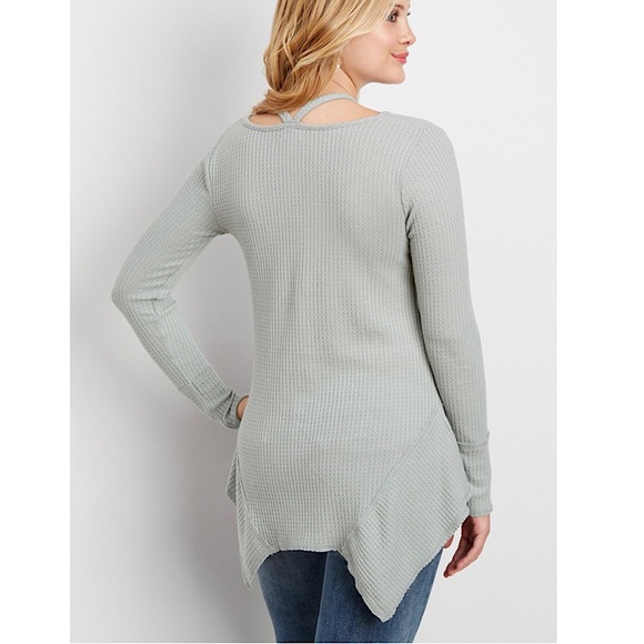 WAFFLE KNIT LONG SLEEVE TOP - Picture 2 of 5